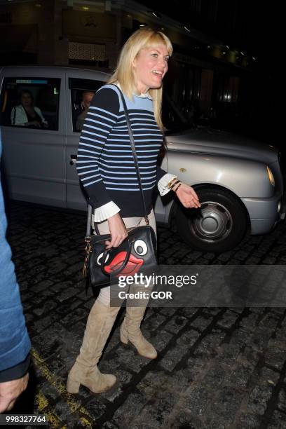 Meredith Ostrom seen leaving Lous Lous private club Mayfair on July 13, 2018 in London, England.