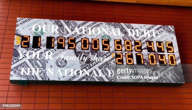 The National Debt Clock is a very large digital display of the current gross national debt of the United States. It is mounted on a western facing...