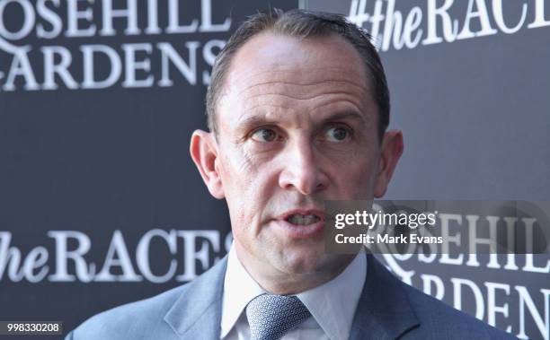 Trainer Chris Waller looks on after winning race 3 with Jolly Honour during Sydney Racing at Rosehill Gardens on July 14, 2018 in Sydney, Australia.