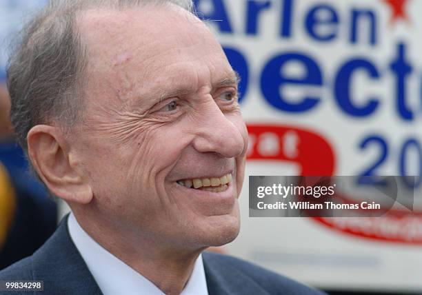 Sen. Arlen Specter campaigns outside Citizens Bank Park May 17, 2010 in Philadelphia, Pennsylvania. Specter, who switched political parties last...