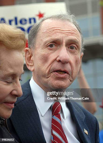 Sen. Arlen Specter campaigns outside Citizens Bank Park May 17, 2010 in Philadelphia, Pennsylvania. Specter, who switched political parties last...