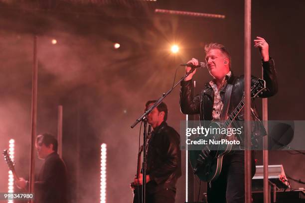 Rock band Queens Of The Stone Age lead singer Josh Homme performs at the NOS Alive 2018 music festival in Lisbon, Portugal, on July 13, 2018.