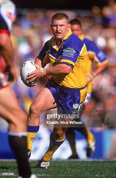 Brad Drew for Parramatta in action during the NRL fourth qualifying final match played between the Parramatta Eels and the New Zealand Warriors held...