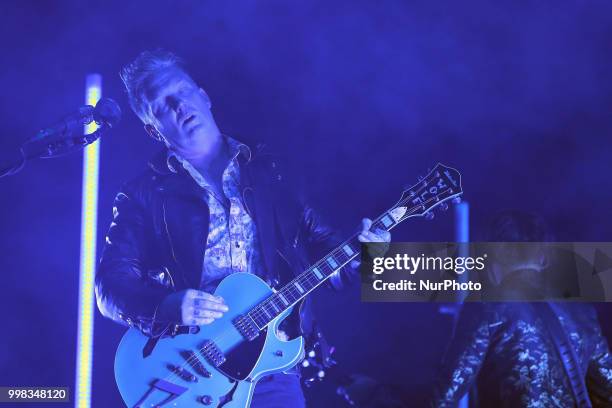 Rock band Queens Of The Stone Age lead singer Josh Homme performs at the NOS Alive 2018 music festival in Lisbon, Portugal, on July 13, 2018.