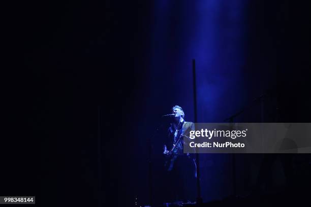 Rock band Queens Of The Stone Age lead singer Josh Homme performs at the NOS Alive 2018 music festival in Lisbon, Portugal, on July 13, 2018.