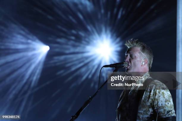 Rock band Queens Of The Stone Age lead singer Josh Homme performs at the NOS Alive 2018 music festival in Lisbon, Portugal, on July 13, 2018.