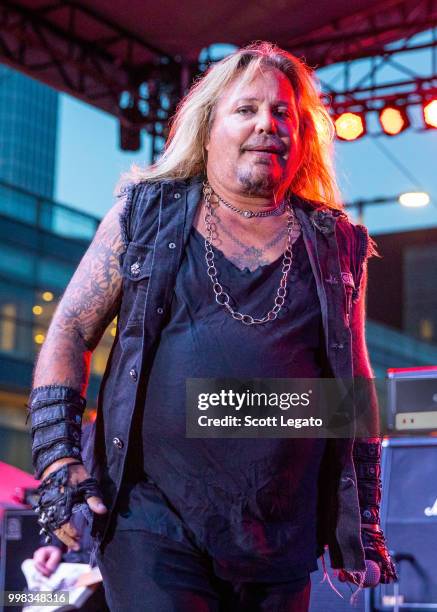 Vince Neil former lead singer of Motley Crue performs at the Detroit Riverfront on July 13, 2018 in Detroit, Michigan.