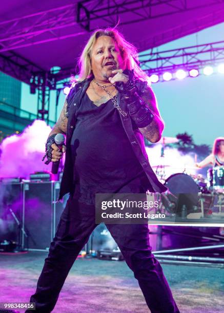 Vince Neil former lead singer of Motley Crue performs at Detroit Riverfront on July 13, 2018 in Detroit, Michigan.