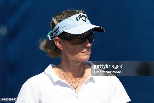 Silvia Caballeri of Italy heads to the first tee during the second round of the Marathon LPGA Classic golf tournament at Highland Meadows Golf Club...