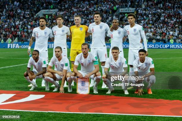 Kyle Walker of England, John Stones of England, Goalkeeper Jordan Pickford of England, Harry Maguire of England, Ashley Young of England, Dele Alli...