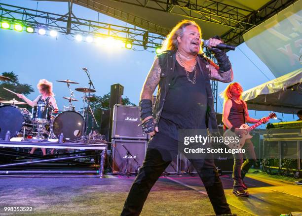 Zoltan Chaney, Vince Neil former lead singer of Motley Crue and Jeff Blando perform at Detroit Riverfront on July 13, 2018 in Detroit, Michigan.