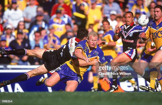Michael Buettner for Parramatta in action during the NRL fourth qualifying final match played between the Parramatta Eels and the New Zealand...