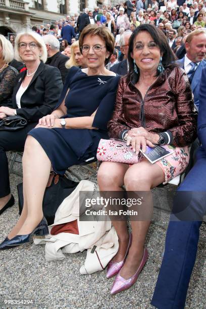 German politician Emilia Mueller and Regine Sixt attend the Thurn & Taxis Castle Festival 2018 - 'Tosca' Opera Premiere on July 13, 2018 in...