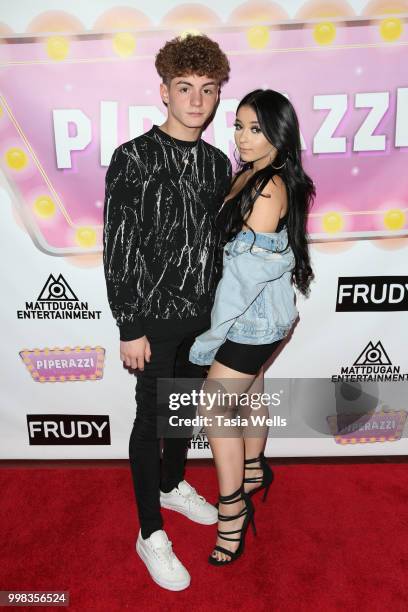 Mikey Tua and Dani Cohn attend the premiere of "Piperazzi" and Matt Dugan's "Big Big Big Big Birthday Bash" at The Federal Bar on July 13, 2018 in...