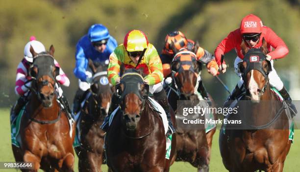 James McDonald on Star Of Monsoon wins race 5 during Sydney Racing at Rosehill Gardens on July 14, 2018 in Sydney, Australia.