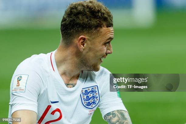 Kieran Trippier of England on the ground during the 2018 FIFA World Cup Russia Semi Final match between Croatia and England at Luzhniki Stadium on...