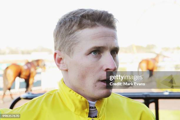 James McDonaldlooks on after winning race 5 on Star Of Monsoon during Sydney Racing at Rosehill Gardens on July 14, 2018 in Sydney, Australia.