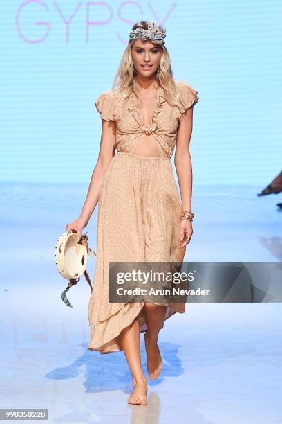 Model walks the runway for Surf Gypsy at Miami Swim Week powered by Art Hearts Fashion Swim/Resort 2018/19 at Faena Forum on July 13, 2018 in Miami...