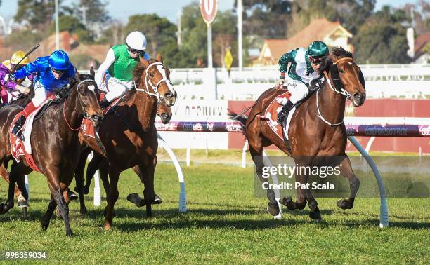 Sharpness ridden by Michael Walker wins the Ladbrokes Odds Boost Exotics Handicap at Caulfield Racecourse on July 14, 2018 in Caulfield, Australia.