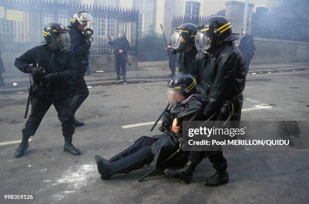 Manifestation des marins-pêcheurs, le 4 février 1994, à Rennes, France.