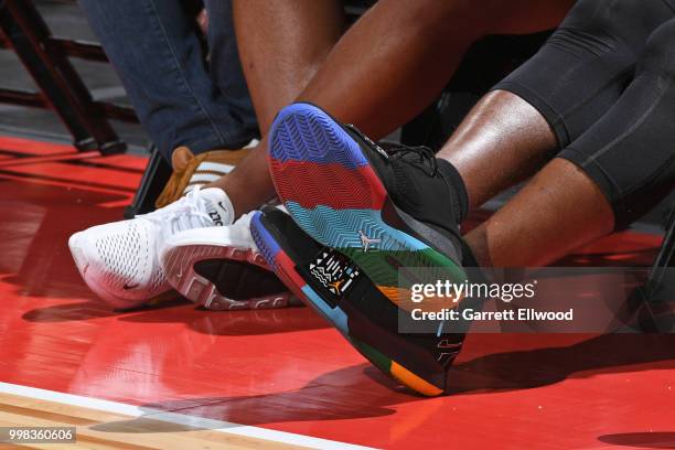 The sneakers of Chris Paul of the Houston Rockets are seen during the game between the Sacramento Kings and the Memphis Grizzlies during the 2018 Las...