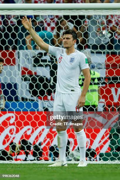 Jordan Henderson of England gestures during the 2018 FIFA World Cup Russia Semi Final match between Croatia and England at Luzhniki Stadium on July...