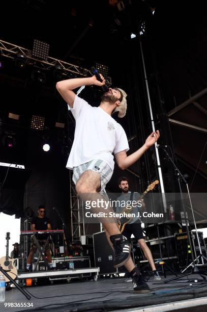 Jack Met of AJR performs during the 2018 Forecastle Music Festival on July 13, 2018 in Louisville, Kentucky.