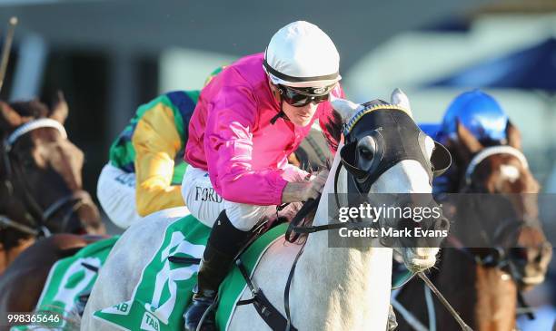 Jay Ford on Albumin wins race 8 during Sydney Racing at Rosehill Gardens on July 14, 2018 in Sydney, Australia.