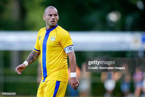 Wesley Sneijder of Al Gharafa during the Club Friendly match between Steaua Bucharest v Al Gharafa at the Sportpark Wiesel on July 13, 2018 in...