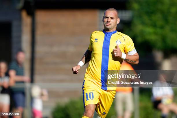 Wesley Sneijder of Al Gharafa during the Club Friendly match between Steaua Bucharest v Al Gharafa at the Sportpark Wiesel on July 13, 2018 in...