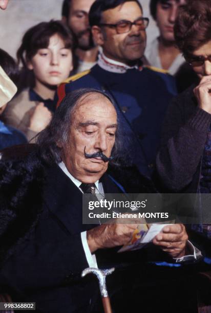 Salvador Dali dans son musée à Figueres le 11 novembre 1978, Espagne.