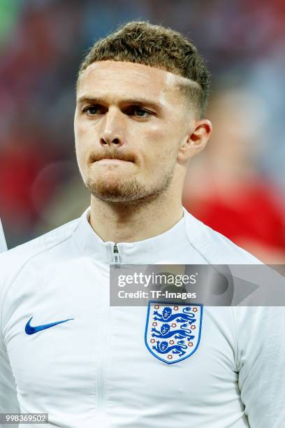 Kieran Trippier of England looks on prior to the 2018 FIFA World Cup Russia Semi Final match between Croatia and England at Luzhniki Stadium on July...