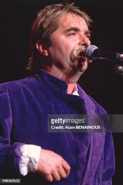 Le chanteur Pierre Vassiliu en avril 1989 au Printemps de Bourges en France.