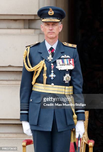 Chief of the Air Staff, Air Chief Marshal Sir Stephen Hillier attends a ceremony to mark the centenary of the Royal Air Force on the forecourt of...