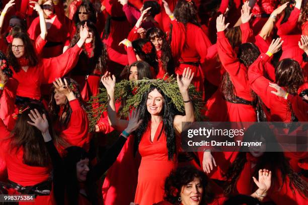 People take part in The Most Wuthering Heights Day on July 14, 2018 in Melbourne, Australia. The Most Wuthering Heights Day is when people all around...
