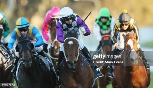 Brenton Avdulla on Sparky Lad wins race 9 during Sydney Racing at Rosehill Gardens on July 14, 2018 in Sydney, Australia.