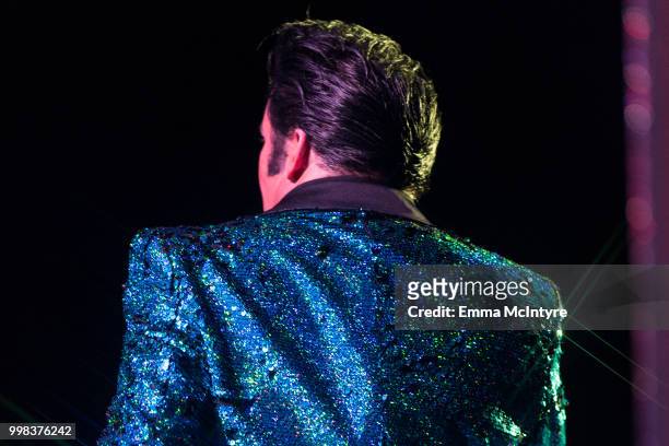 Elvis Presley impersonator Dwight Icenhower performs onstage at the Las Vegas Elvis Festival at Sam's Town Hotel & Gambling Hall on July 13, 2018 in...