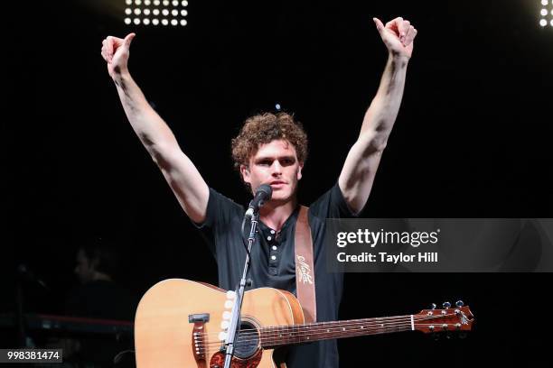 Vance Joy performs during the 2018 Forecastle Music Festival at Louisville Waterfront Park on July 13, 2018 in Louisville, Kentucky.