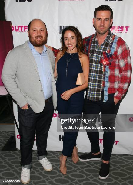 Jacob Perlin, Nina Soriano and Rightor Doyle attend the 2018 Outfest Los Angeles screening of 'Bonding' at Harmony Gold on July 13, 2018 in Los...