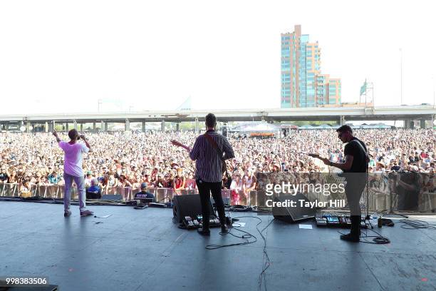 Sam Melo, Darrick Keller, and Ethan Goodpaster of Rainbow Kitten Surprise perform during the 2018 Forecastle Music Festival at Louisville Waterfront...