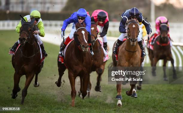 Malaise ridden by Craig Williams wins the Ladbrokes Cash Out Handicap at Caulfield Racecourse on July 14, 2018 in Caulfield, Australia.