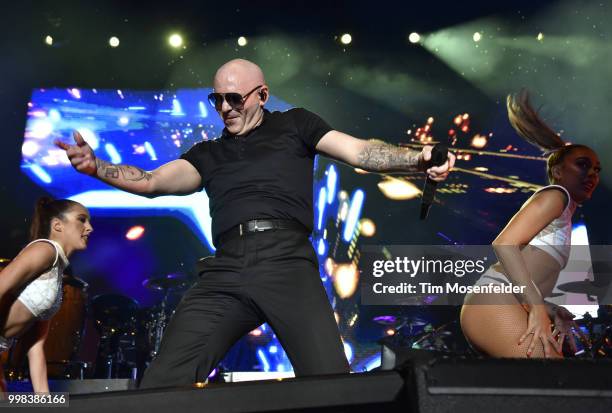 Pitbull performs at Lake Tahoe Outdoor Arena At Harveys on July 13, 2018 in Stateline, Nevada.