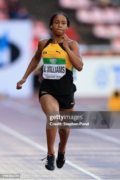 Brianna Williams of Jamaica in action during heat 3 of the women's 200m semi finals on day four of The IAAF World U20 Championships on July 13, 2018...