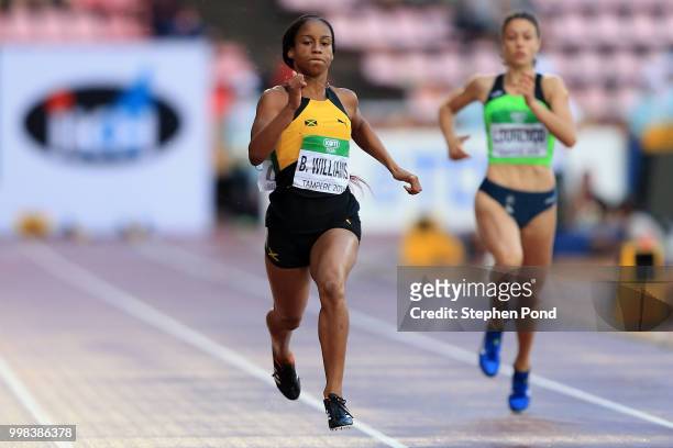 Brianna Williams of Jamaica in action during heat 3 of the women's 200m semi finals on day four of The IAAF World U20 Championships on July 13, 2018...