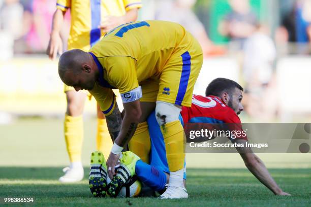 Wesley Sneijder of Al Gharafa, Olimpiu Morutan of Steaua Bucharest during the Club Friendly match between Steaua Bucharest v Al Gharafa at the...