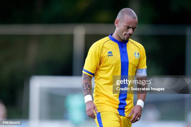 Wesley Sneijder of Al Gharafa during the Club Friendly match between Steaua Bucharest v Al Gharafa at the Sportpark Wiesel on July 13, 2018 in...