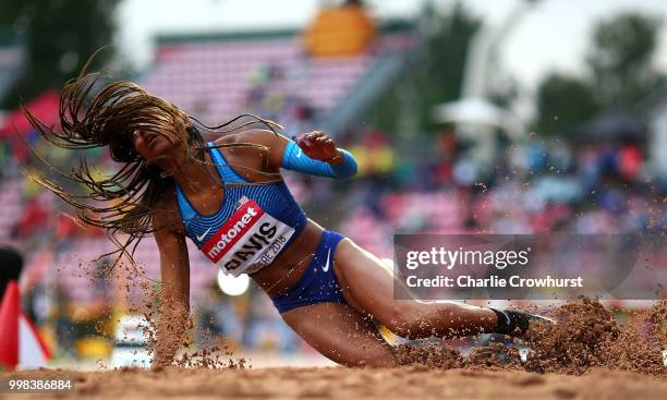 Tara Davis of The USA in action during the final of the women's long jump on day four of The IAAF World U20 Championships on July 13, 2018 in...