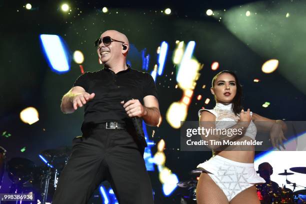 Pitbull performs at Lake Tahoe Outdoor Arena At Harveys on July 13, 2018 in Stateline, Nevada.