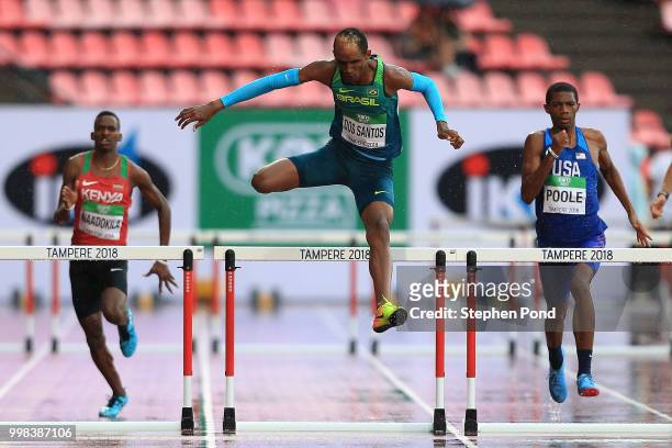 Alison Dos Santos of Brazil in action during heat 1 of the men's 400m hurdles semi finals on day four of The IAAF World U20 Championships on July 13,...