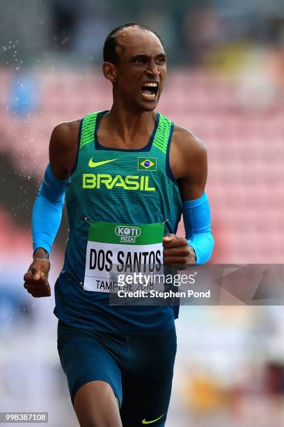 Alison Dos Santos of Brazil in action during heat 1 of the men's 400m hurdles semi finals on day four of The IAAF World U20 Championships on July 13,...